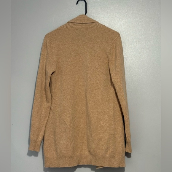 Lord & Taylor Camel Colored 100% Cashmere Open Front Cardigan Size Medium - Picture 2 of 5